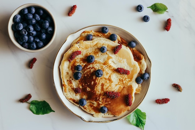 Crêpes du petit déjeuner aux myrtilles