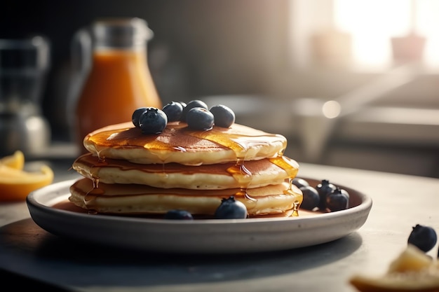 Crêpes moelleuses garnies de beurre et de sirop d'érable