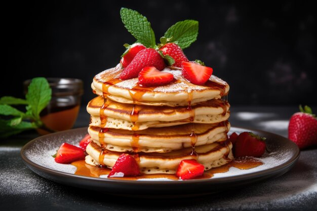 Crêpes végétaliennes à la farine d'amande garnies de fraises