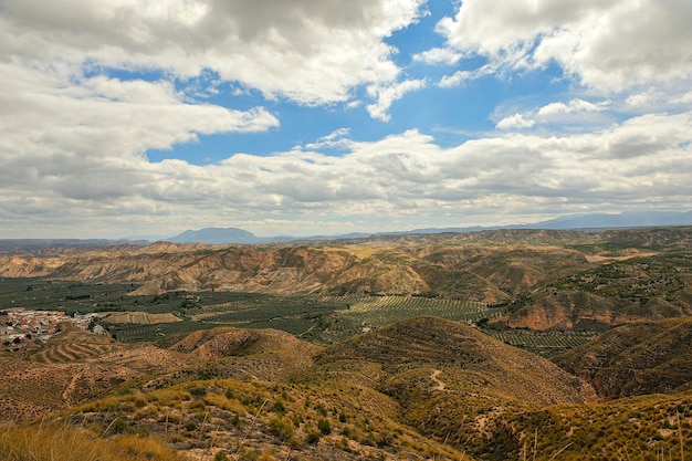 Crêtes et falaises des badlands de gorafe grenade