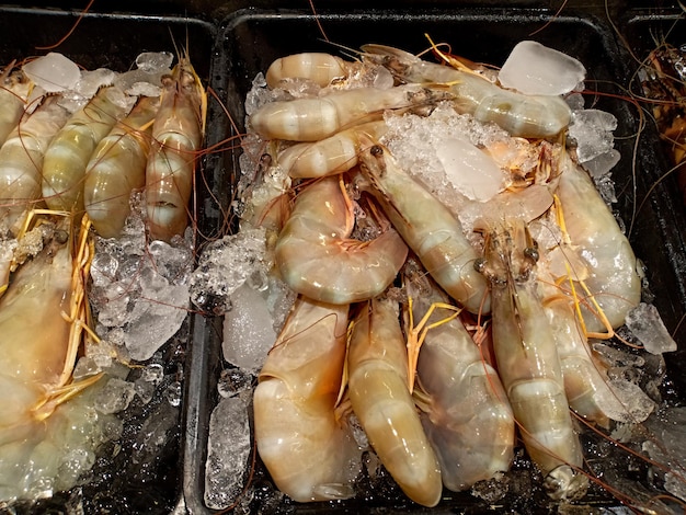 Crevettes ou crevettes fraîches au supermarché