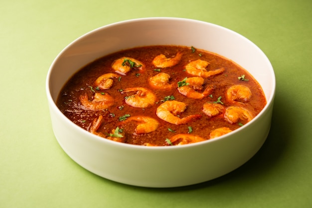 Crevettes de Goan ou curry de crevettes ou zinga masala également connu sous le nom de KolambiÃ‚Â kalwanÃ‚Â ou Tikhle