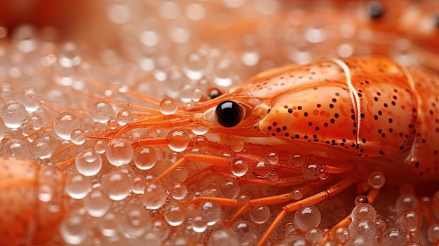 crevettes rapprochées avec une apparence brune et blanche dans le style de petits points pointillistes