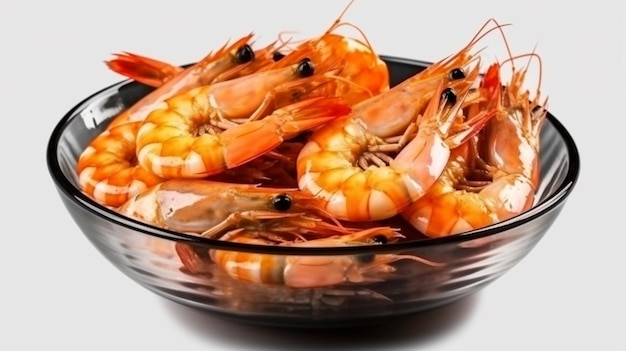 Crevettes tigrées non décortiquées cuites isolées