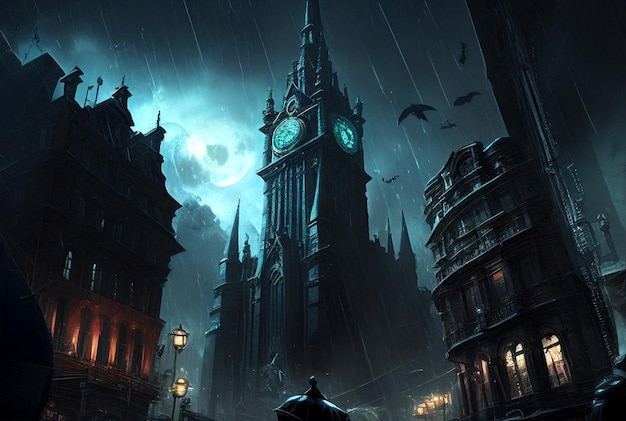 Criminels Rainy Dark Batman Gotham City Image d'art numérique