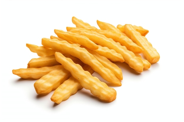 Crinkle Cut frites isolées sur un fond blanc IA générative