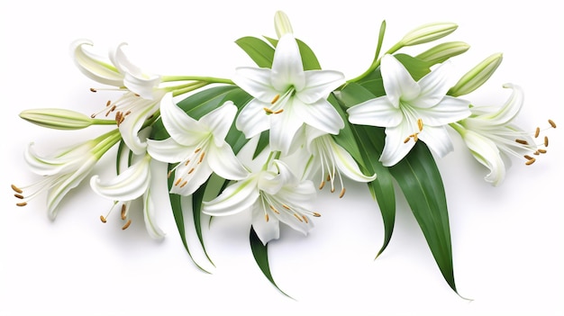 Un Crinum moorei solitaire ou Natal Lily sur fond blanc uni