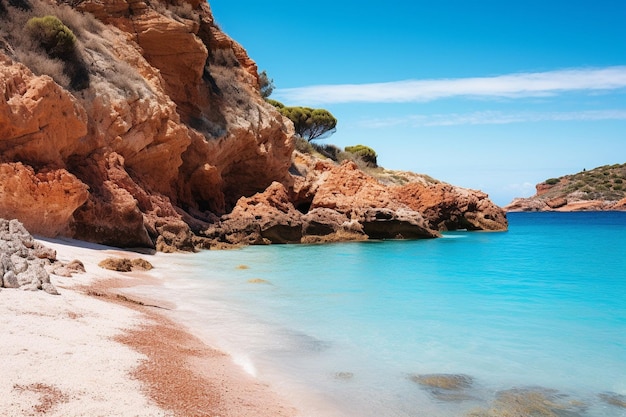 Une crique isolée avec des sables dorés et des eaux turquoises.