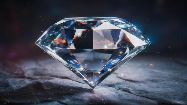 Cristal de diamant réaliste avec une texture caustique en gros plan fond rendu 3D