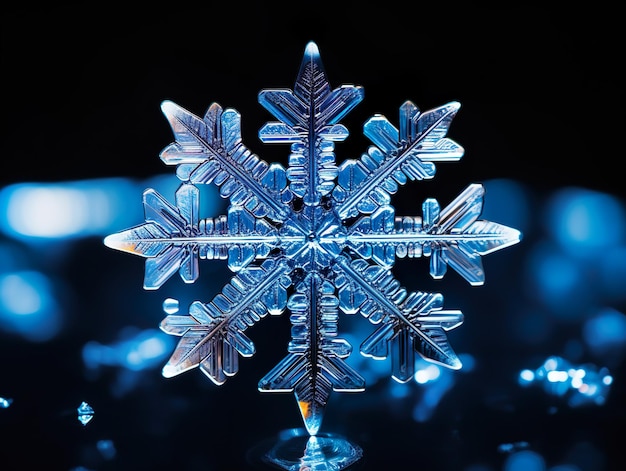 Cristal de forme naturelle d'un flocon de neige en hiver
