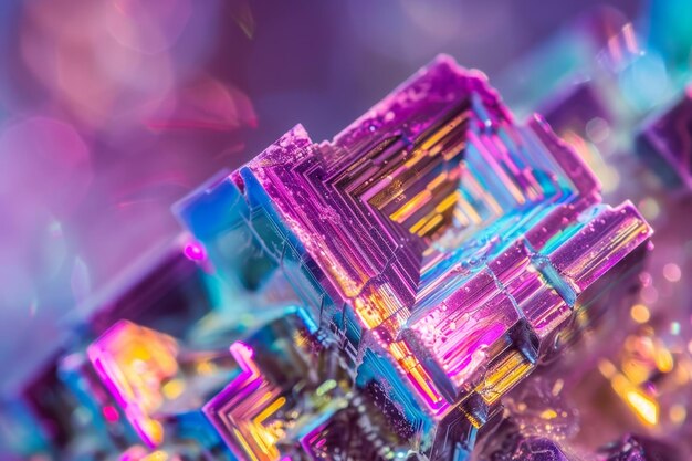 Un cristal multicolore coloré avec une surface réfléchissante brillante