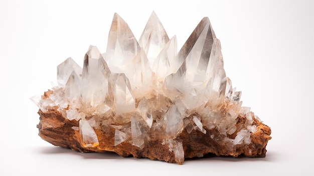 Photo cristal de roche isolé sur fond blanc