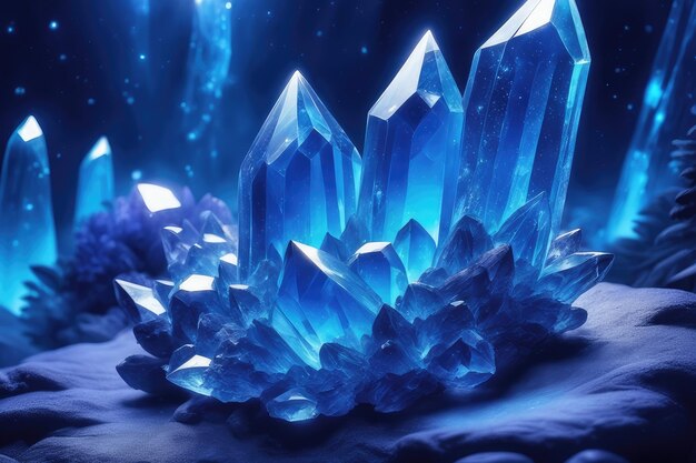 Des cristaux bleus éclatants arrière-plan abstrait