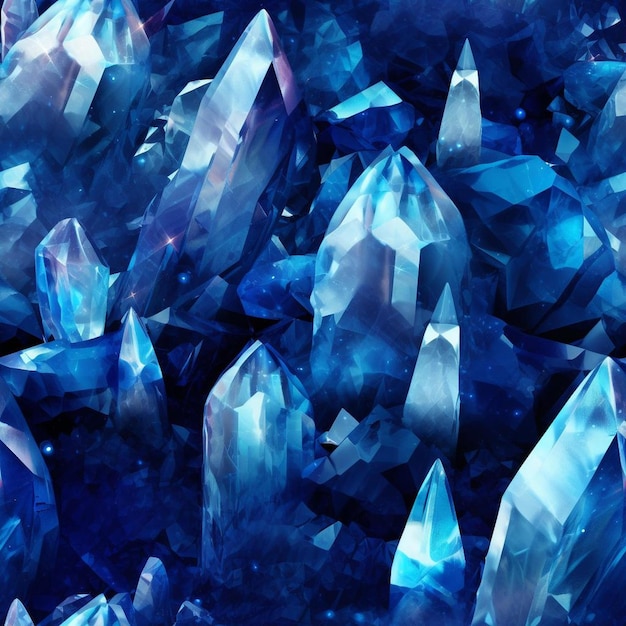 Des cristaux bleus et violets de la collection de cristaux.