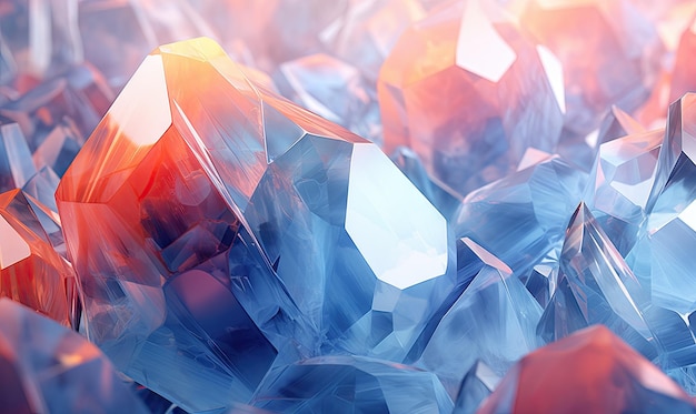 Des cristaux et des diamants complexes captivent sur un fond coloré changeant offrant une scène d'une brillance et d'une profondeur enchanteresses génératrices d'IA