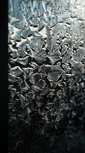 Des cristaux de glace sur une fenêtre