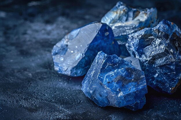 cristaux de sodalite géode proche sur fond noir texture minérale bleue ésotérique sur surface sombre