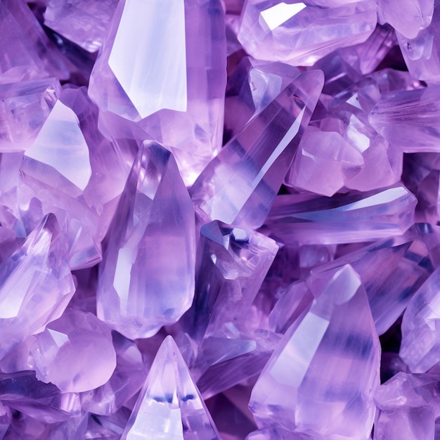 Les cristaux violets sont empilés dans une pile sur une table ai générative