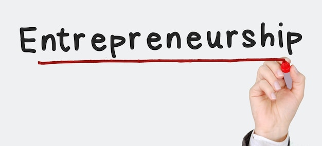 Écriture à la main Entrepreneuriat avec fond de concept d'entreprise de marqueur