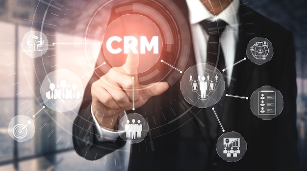 CRM Customer Relationship Management pour le concept de système de marketing des ventes commerciales