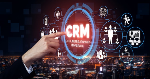 CRM Customer Relationship Management pour le concept de système de marketing des ventes commerciales