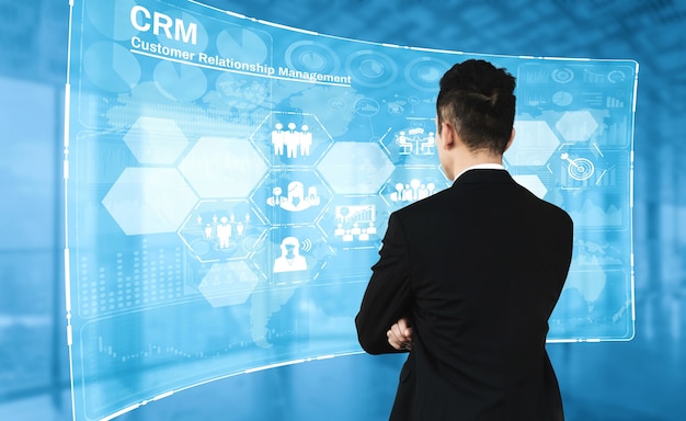 CRM Customer Relationship Management pour le concept de système de marketing des ventes commerciales