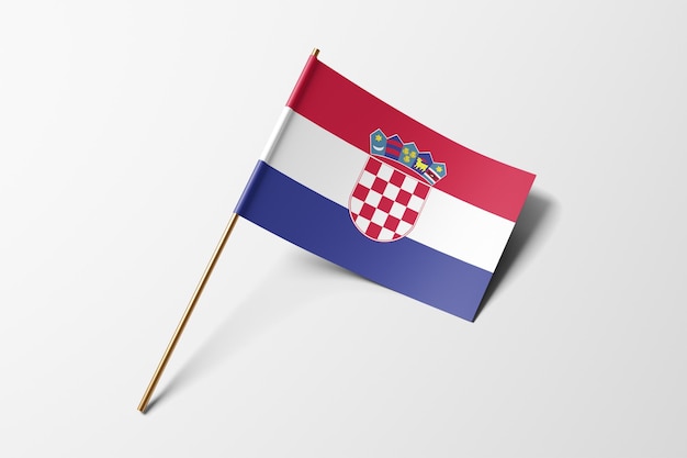 Croatie petit drapeau en papier sur fond blanc