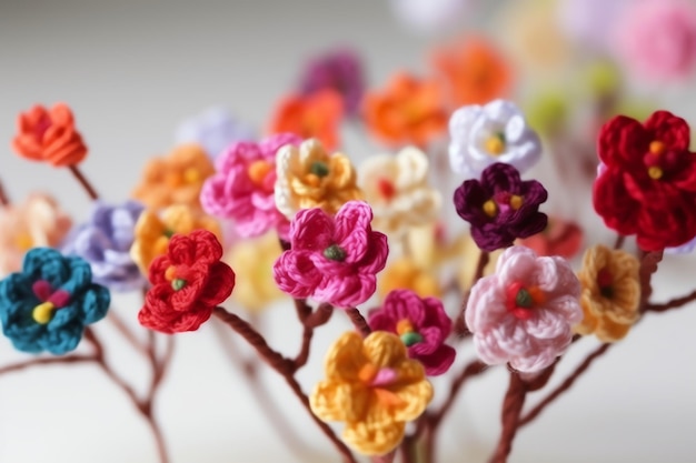 Crocheter des fleurs sur une table