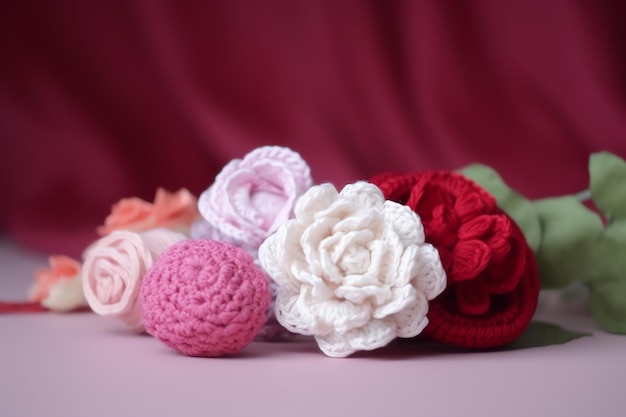 Crocheter des fleurs sur une table