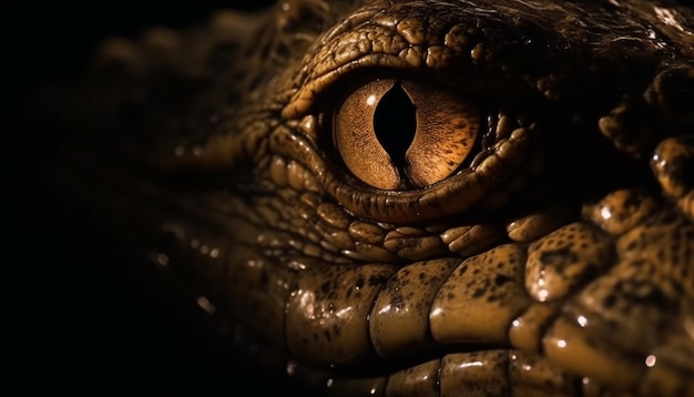Crocodile gros plan dents terrifiantes un grand prédateur généré par l'IA