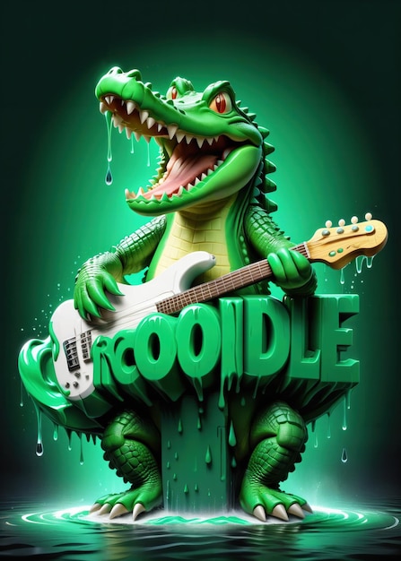 Photo un crocodile jouant de la guitare