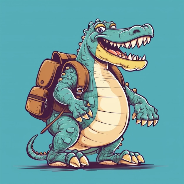 crocodile mignon portant un sac