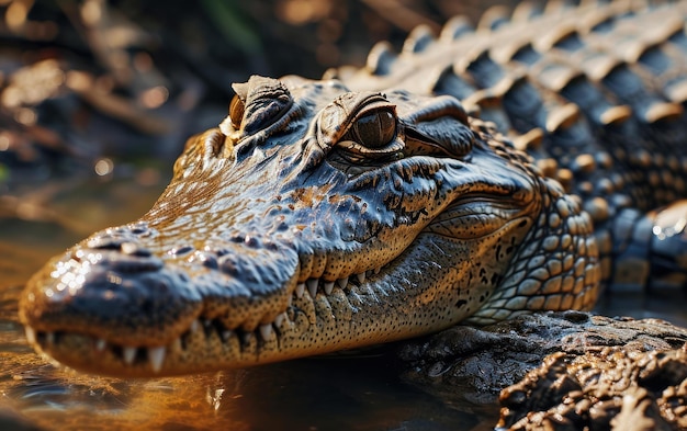 Les crocodiles se cachent à la lumière du soleil.