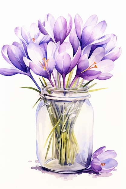 crocus aquarelle en pot