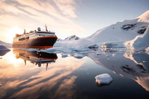 Croisière en Antarctique près des montagnes Generate Ai