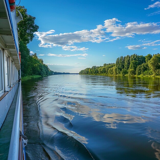 Une croisière tranquille sur la rivière à travers les forêts d'été biélorusses