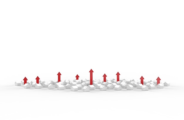 Croissance des affaires immobilières avec flèche rouge