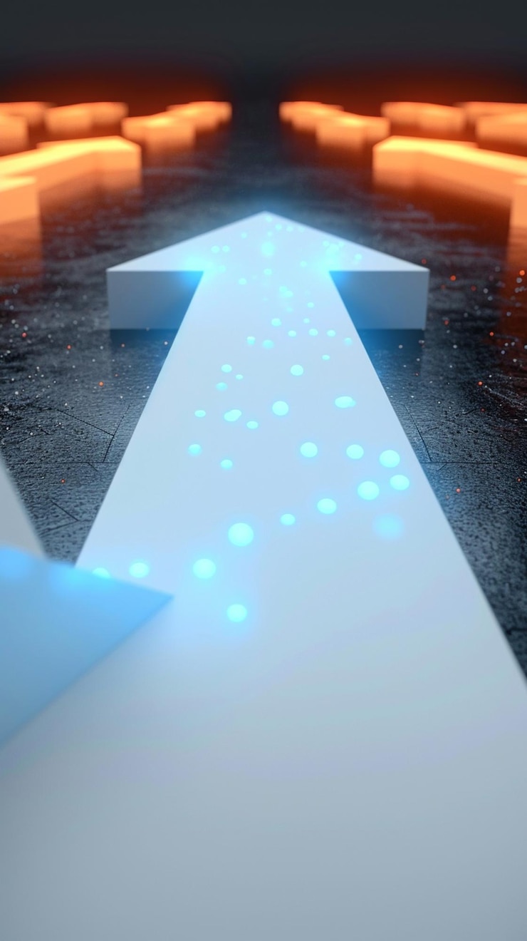 Photo la croissance conceptuelle 3d pointe la flèche symbolisant le développement papier peint mobile vertical