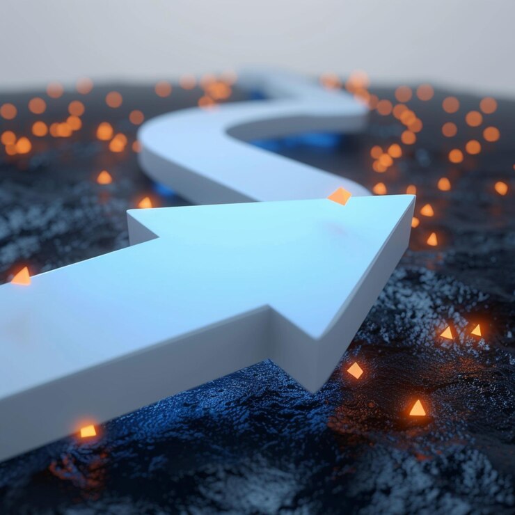 Photo croissance conceptuelle points de flèche 3d le chemin symbolisant le développement pour les médias sociaux taille de l'article