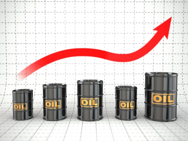 Croissance Du Prix Du Pétrole. Barils Et Graphique. 3d