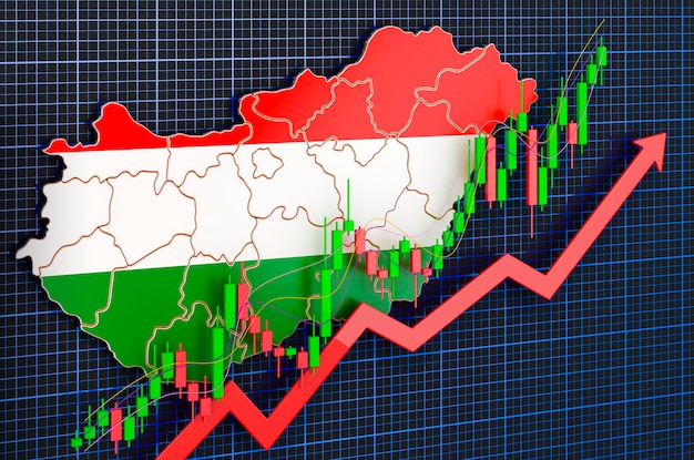 Croissance économique en Hongrie tendance haussière concept de marché rendu 3D