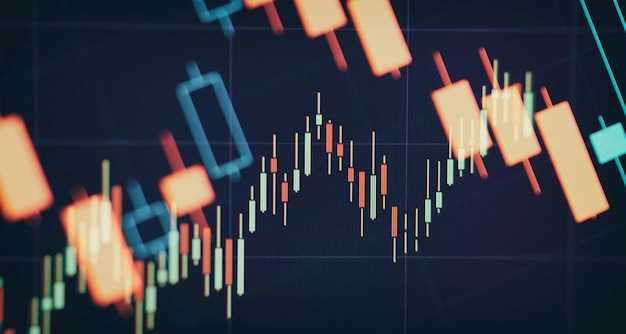 Croissance économique Récession Plate-forme virtuelle électronique montrant les tendances et les fluctuations des marchés boursiers