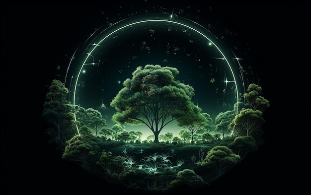 croissance générative arbres verts dans un cercle