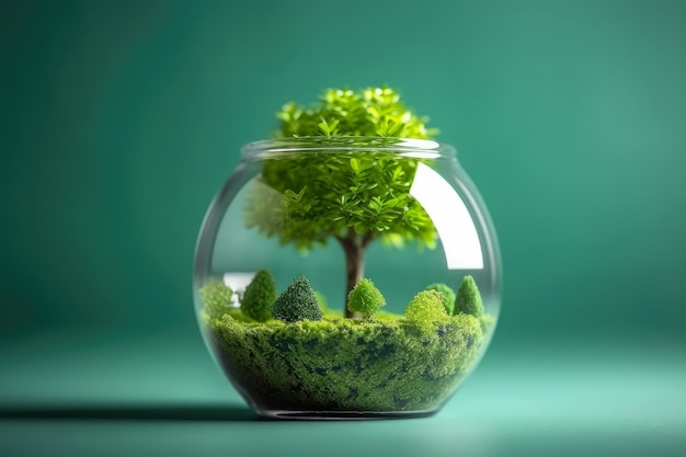 Croissance de l'investissement d'entreprise et concept d'intérêt Petite plante poussant dans le verre créée avec la technologie d'IA générative