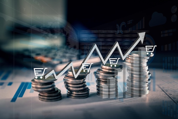 Photo croissance des ventes ou croissance du marché pme augmentation des ventes d'achats en ligne