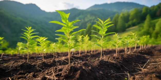 Croissance verte fraîche Un jeune semis qui pousse dans un sol organique embrassant la nouvelle saison de la vie