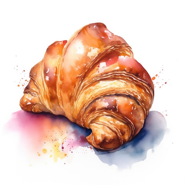 Croissant aquarelle illustration générative ai