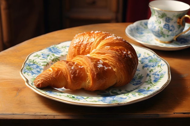 Croissant sur une assiette vintage