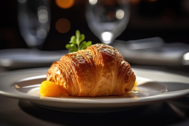 Croissant sur une assiette