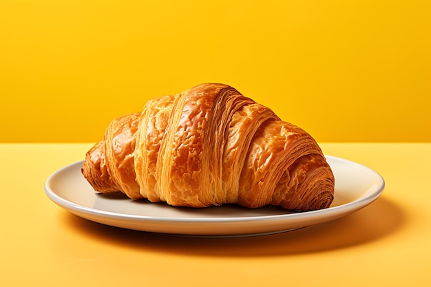 Un croissant sur une assiette